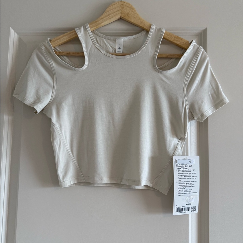 Lululemon Shoulder Cut-Out Yoga T-Shirt Size 4 Bone NWT